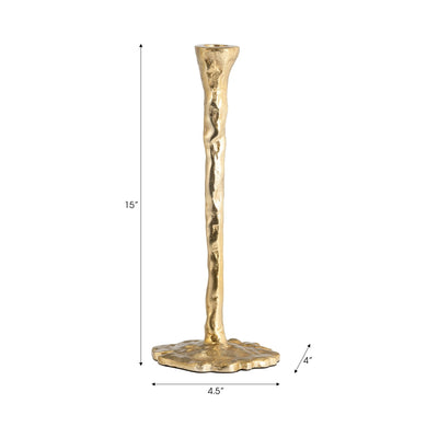 METAL, FORGED TAPER CANDLEHOLDER, GOLD - Al Rugaib Furniture