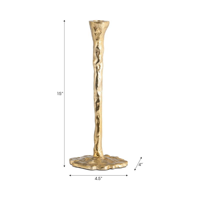 METAL, FORGED TAPER CANDLEHOLDER, GOLD - Al Rugaib Furniture
