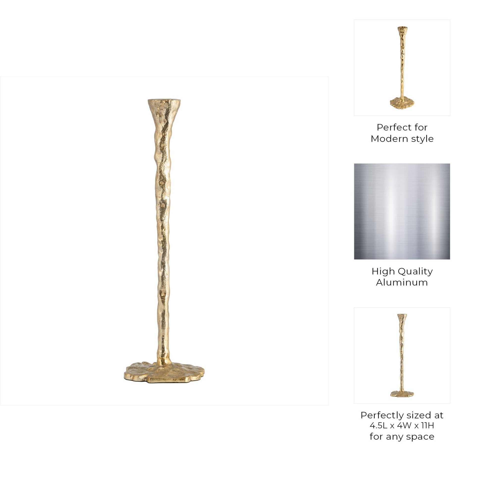 METAL, FORGED TAPER CANDLEHOLDER, GOLD Candle Holders| Sagebrook Home