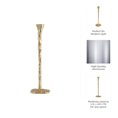 METAL, FORGED TAPER CANDLEHOLDER, GOLD - Al Rugaib Furniture