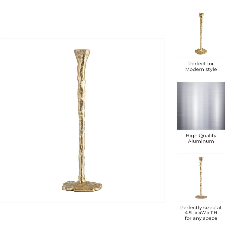 METAL, FORGED TAPER CANDLEHOLDER, GOLD - Al Rugaib Furniture