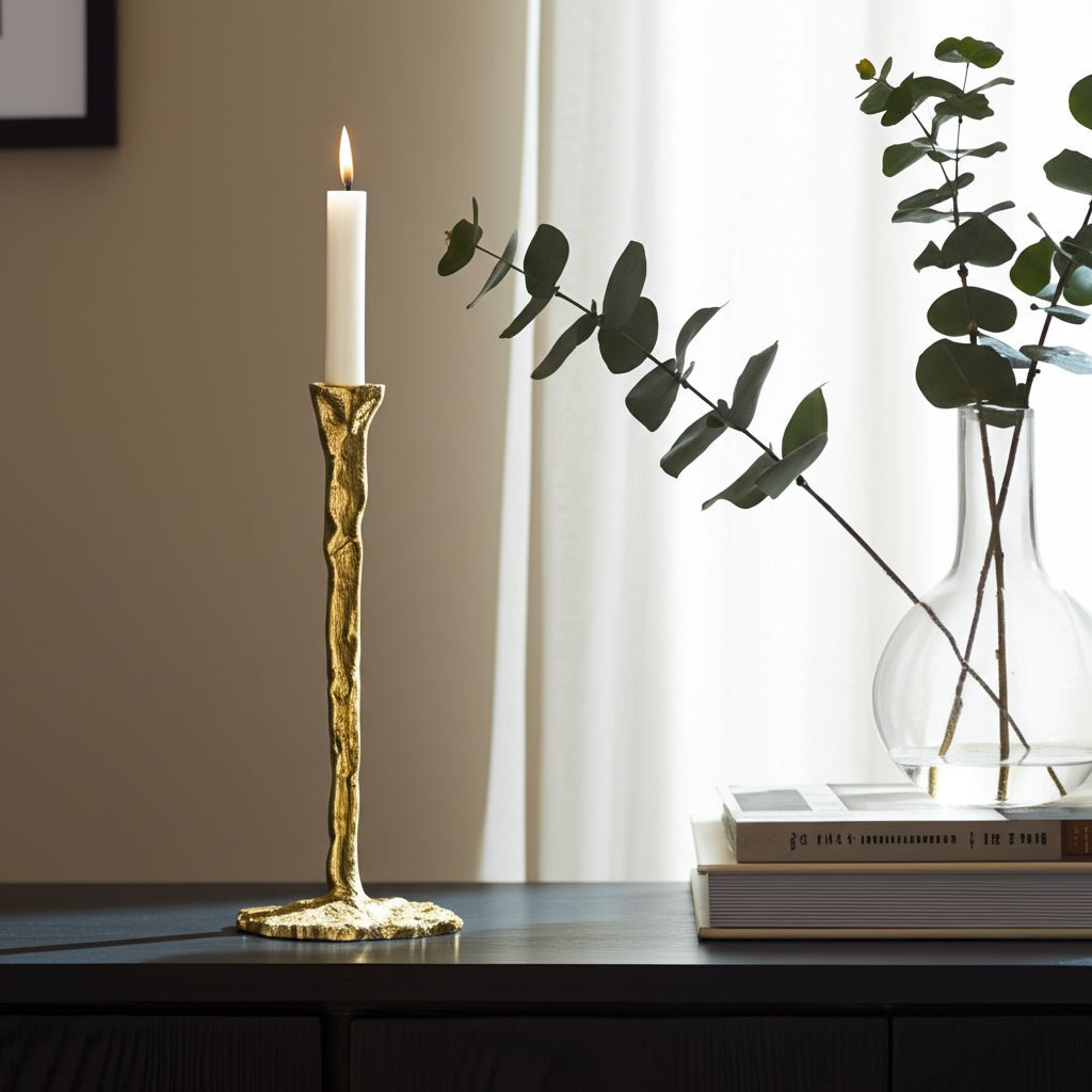 METAL, FORGED TAPER CANDLEHOLDER, GOLD Candle Holders| Sagebrook Home