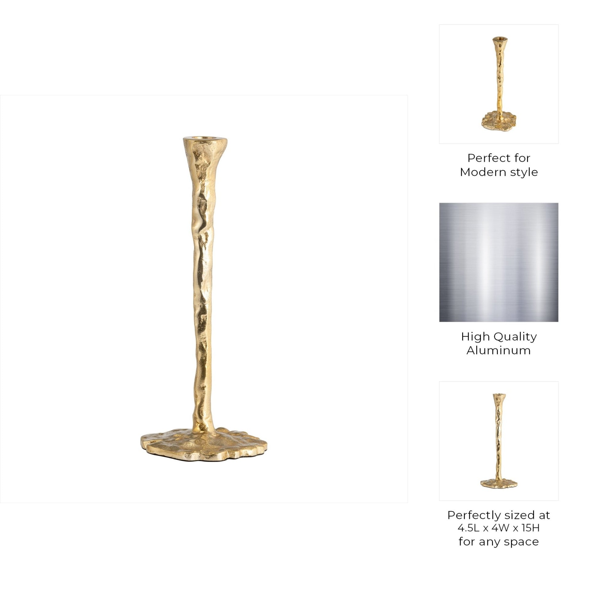 METAL, FORGED TAPER CANDLEHOLDER, GOLD Candle Holders| Sagebrook Home