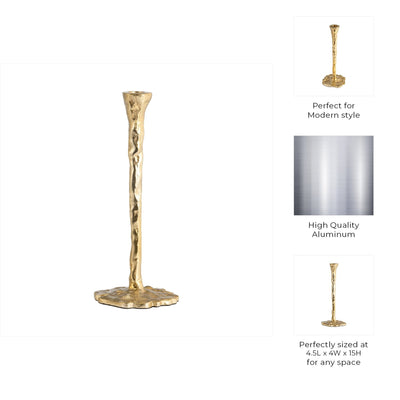 METAL, FORGED TAPER CANDLEHOLDER, GOLD - Al Rugaib Furniture