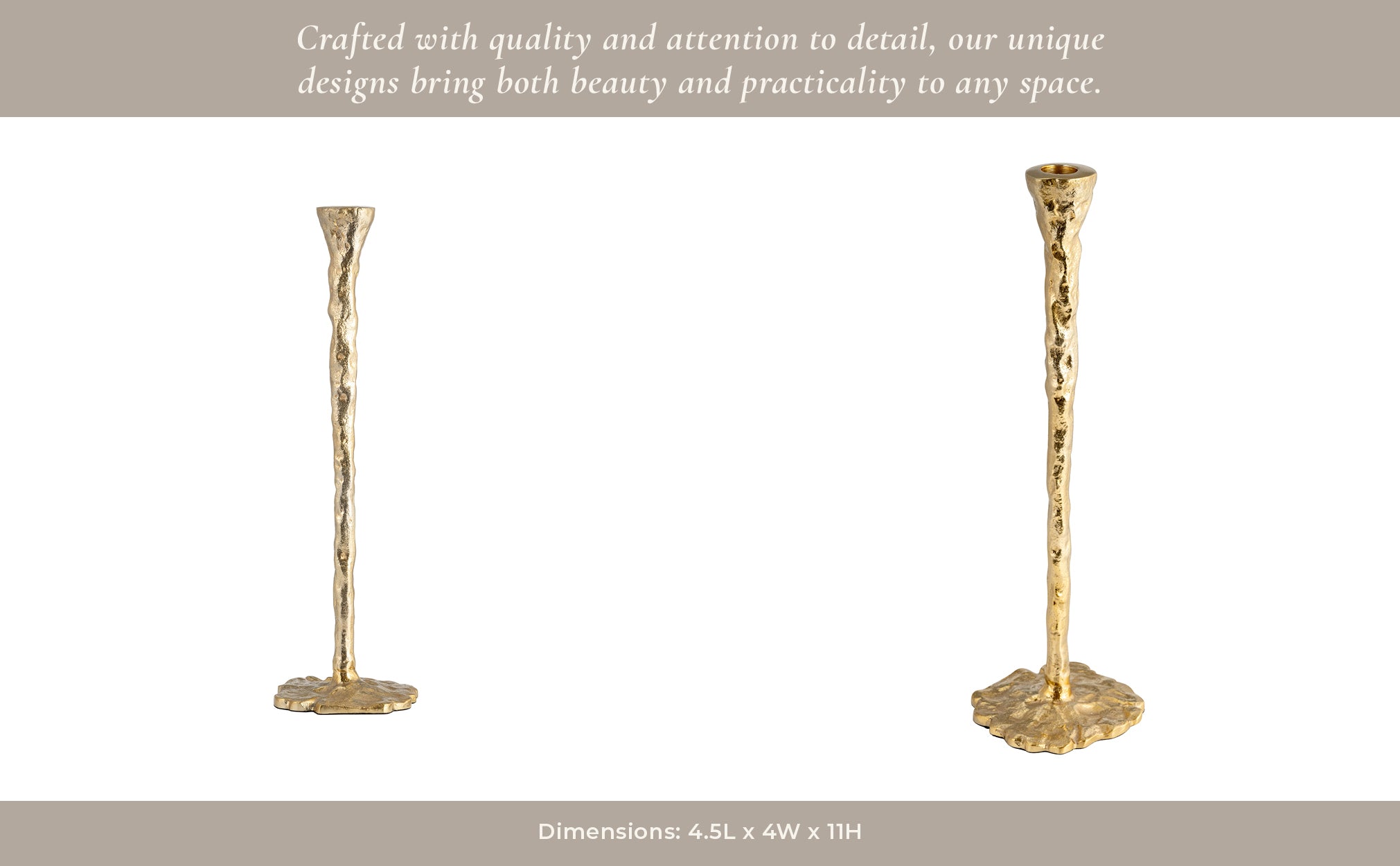 METAL, FORGED TAPER CANDLEHOLDER, GOLD Candle Holders| Sagebrook Home
