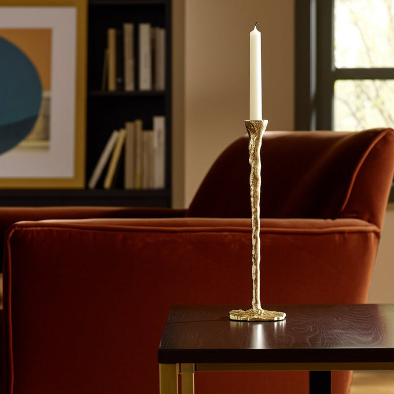 METAL, FORGED TAPER CANDLEHOLDER, GOLD - Al Rugaib Furniture