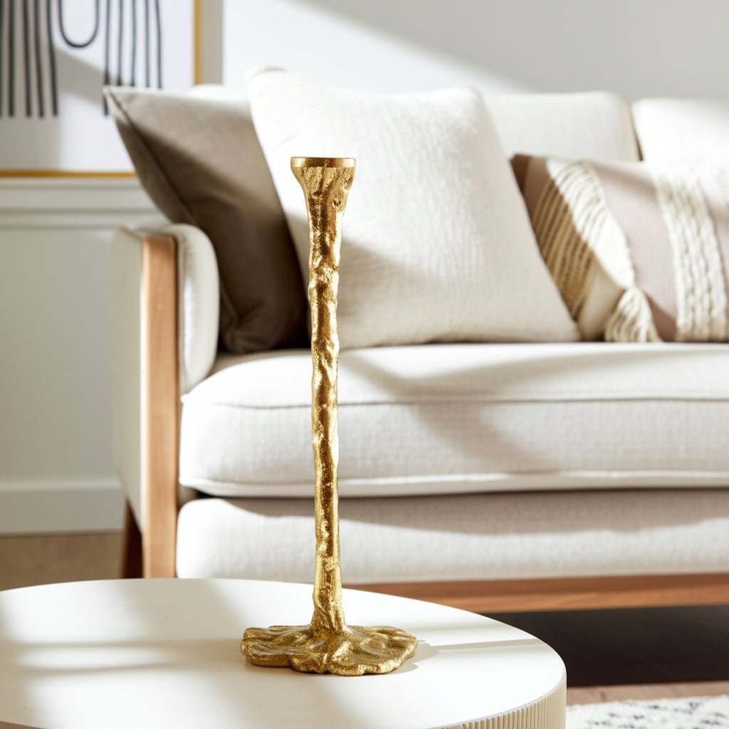 METAL, FORGED TAPER CANDLEHOLDER, GOLD Candle Holders| Sagebrook Home