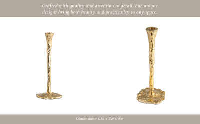 METAL, FORGED TAPER CANDLEHOLDER, GOLD - Al Rugaib Furniture
