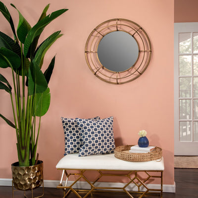 METAL FRAME 28" WALL MIRROR ,GOLD - WB - Al Rugaib Furniture