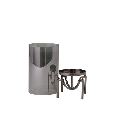 METAL / GLASS 11" HURRICANE, SILVER - Al Rugaib Furniture