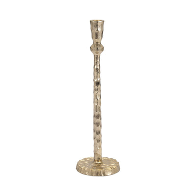 METAL, HAMMERED TAPER CANDLEHOLDER, GOLD - Al Rugaib Furniture