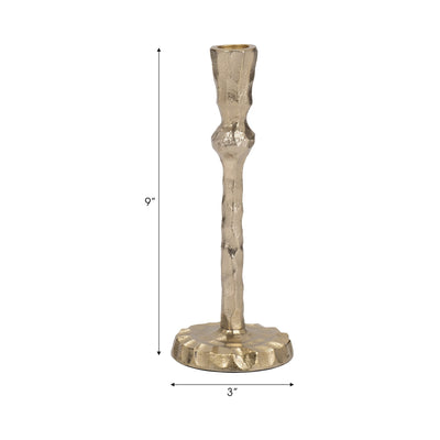 METAL, HAMMERED TAPER CANDLEHOLDER, GOLD - Al Rugaib Furniture
