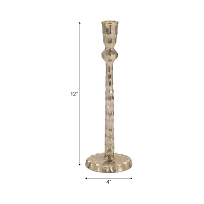 METAL, HAMMERED TAPER CANDLEHOLDER, GOLD - Al Rugaib Furniture