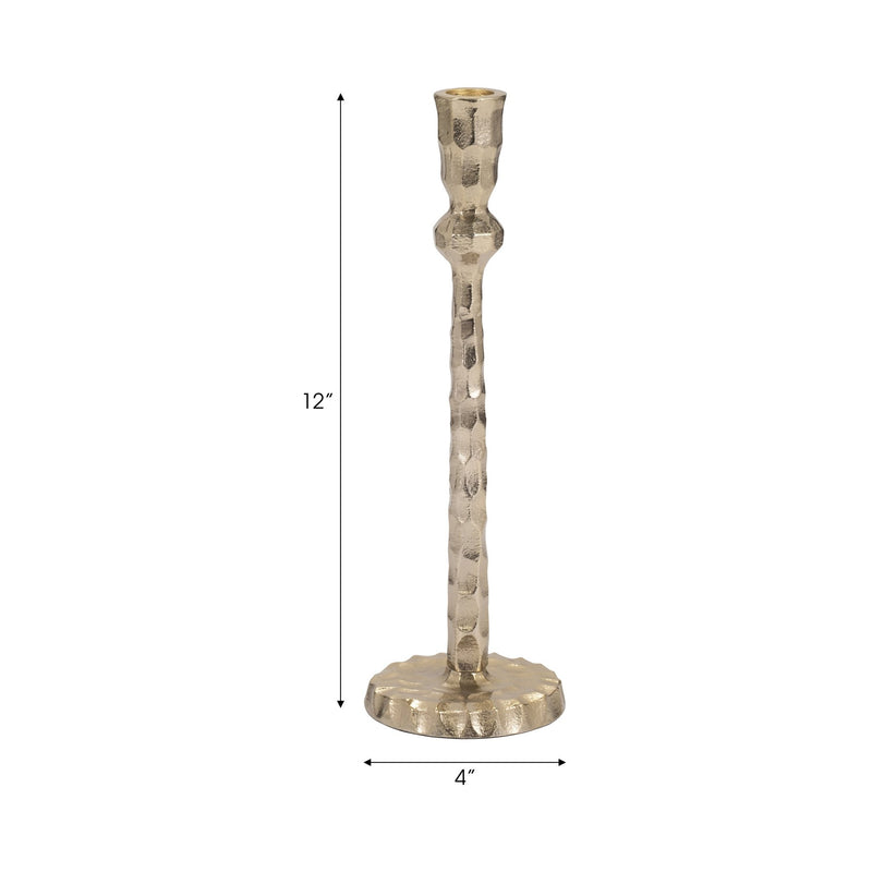 METAL, HAMMERED TAPER CANDLEHOLDER, GOLD - Al Rugaib Furniture