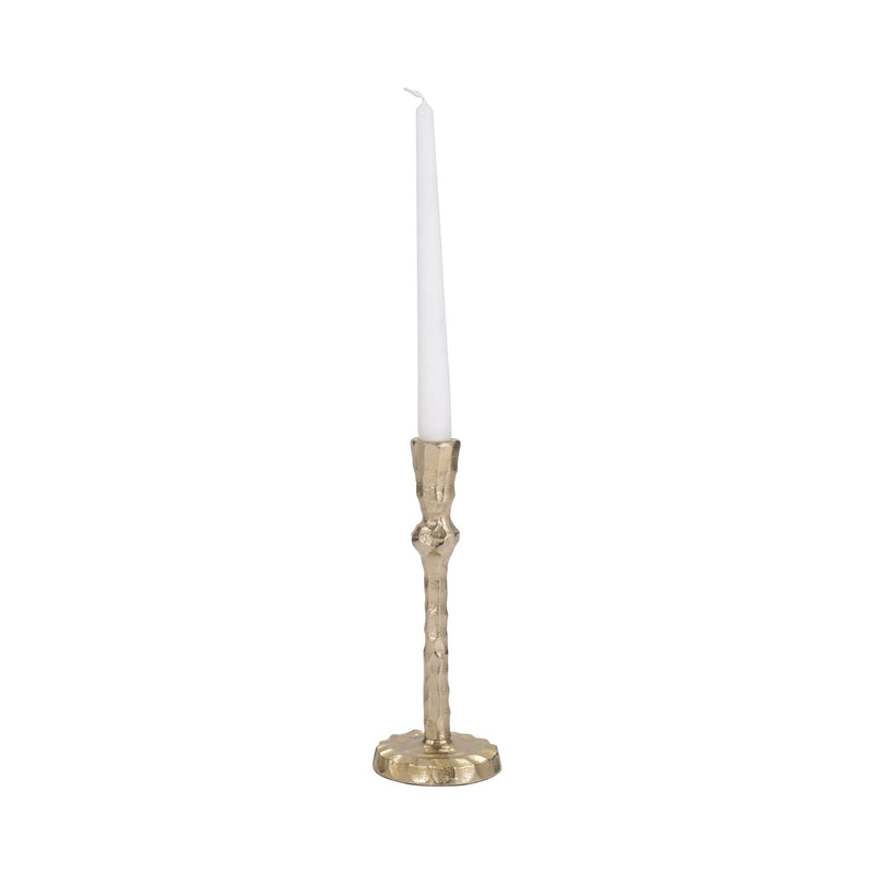 METAL, HAMMERED TAPER CANDLEHOLDER, GOLD - Al Rugaib Furniture