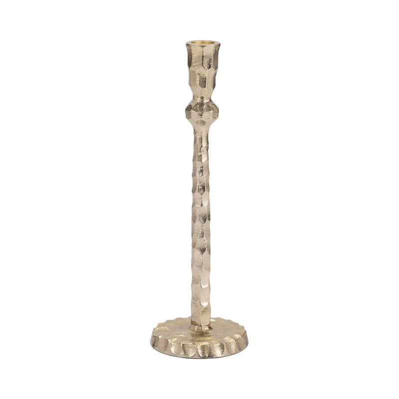 METAL, HAMMERED TAPER CANDLEHOLDER, GOLD - Al Rugaib Furniture