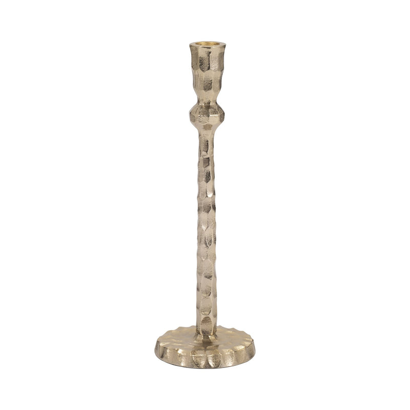 METAL, HAMMERED TAPER CANDLEHOLDER, GOLD - Al Rugaib Furniture