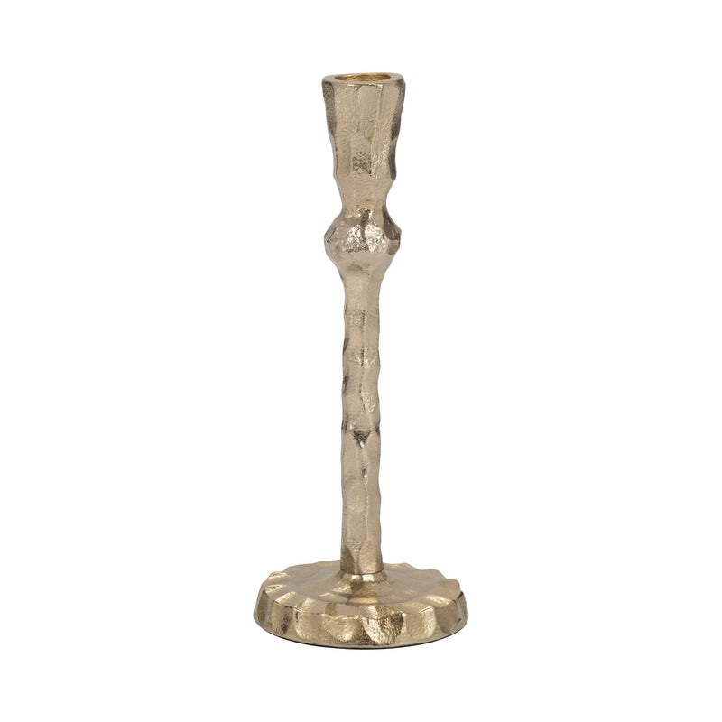 METAL, HAMMERED TAPER CANDLEHOLDER, GOLD - Al Rugaib Furniture