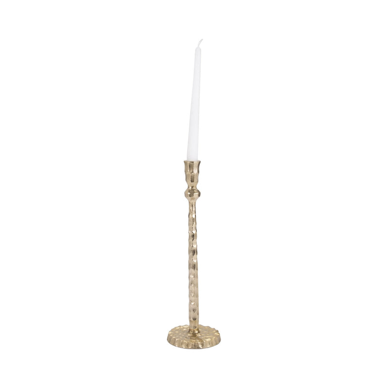 METAL, HAMMERED TAPER CANDLEHOLDER, GOLD - Al Rugaib Furniture