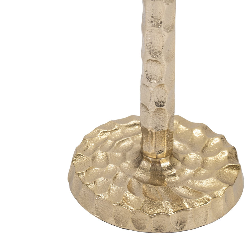 METAL, HAMMERED TAPER CANDLEHOLDER, GOLD - Al Rugaib Furniture