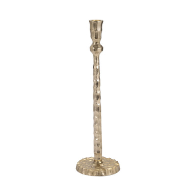 METAL, HAMMERED TAPER CANDLEHOLDER, GOLD - Al Rugaib Furniture