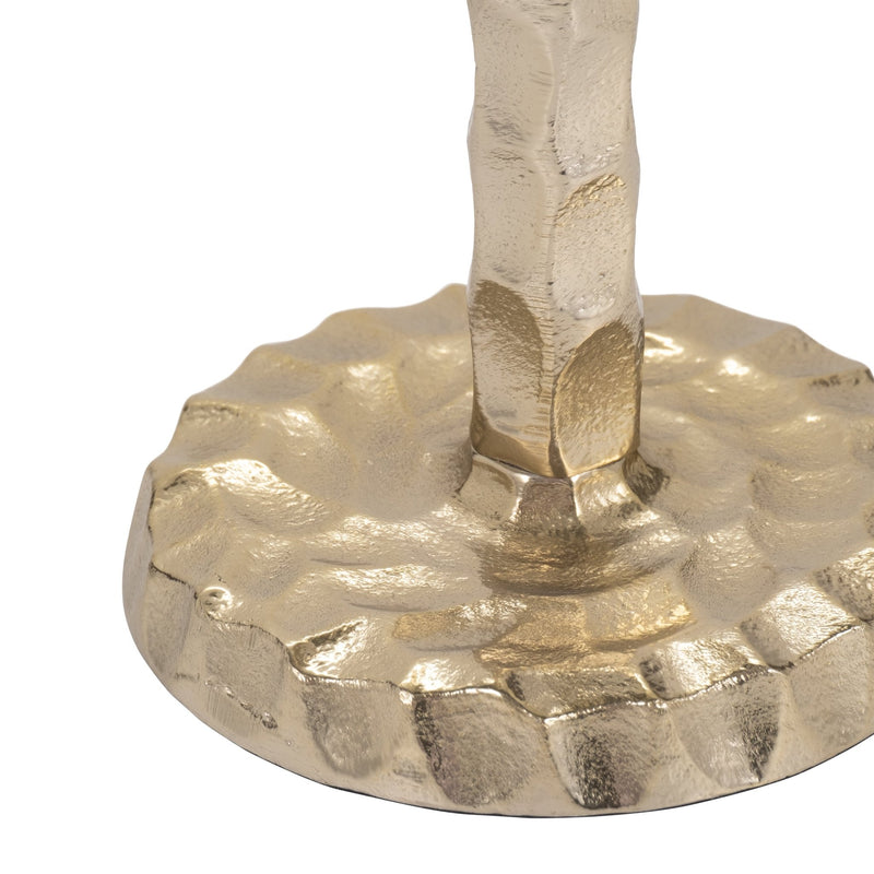 METAL, HAMMERED TAPER CANDLEHOLDER, GOLD - Al Rugaib Furniture