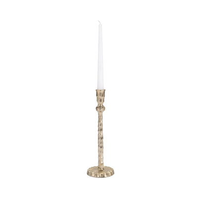 METAL, HAMMERED TAPER CANDLEHOLDER, GOLD - Al Rugaib Furniture