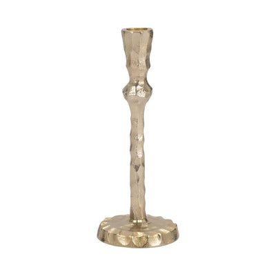 METAL, HAMMERED TAPER CANDLEHOLDER, GOLD - Al Rugaib Furniture