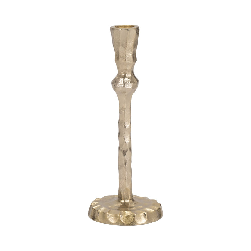 METAL, HAMMERED TAPER CANDLEHOLDER, GOLD - Al Rugaib Furniture