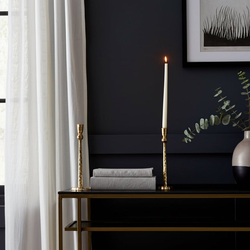 METAL, HAMMERED TAPER CANDLEHOLDER, GOLD - Al Rugaib Furniture