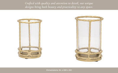 METAL, HURRICANE HOLDER, GOLD - Al Rugaib Furniture