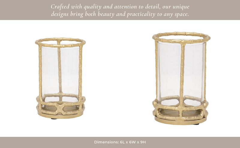 METAL, HURRICANE HOLDER, GOLD - Al Rugaib Furniture