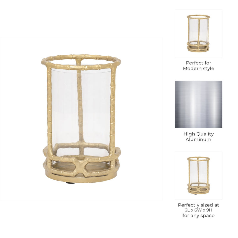 METAL, HURRICANE HOLDER, GOLD - Al Rugaib Furniture