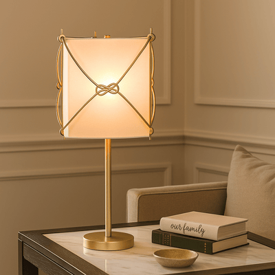 METAL KNOT TABLE LAMP, GOLD LEAF - Al Rugaib Furniture