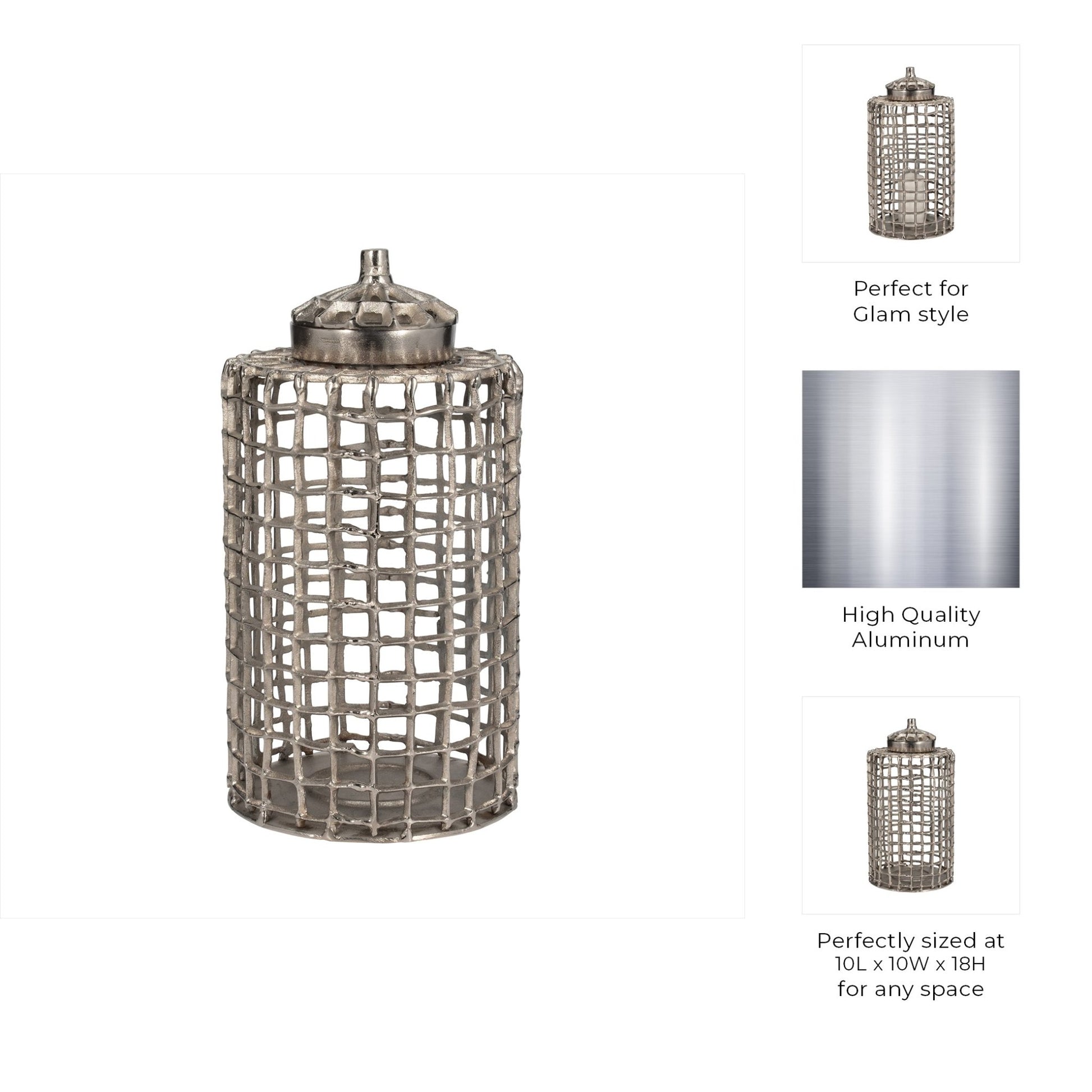 METAL, LIDDED JAR, SILVER Vases and Jars| Sagebrook Home