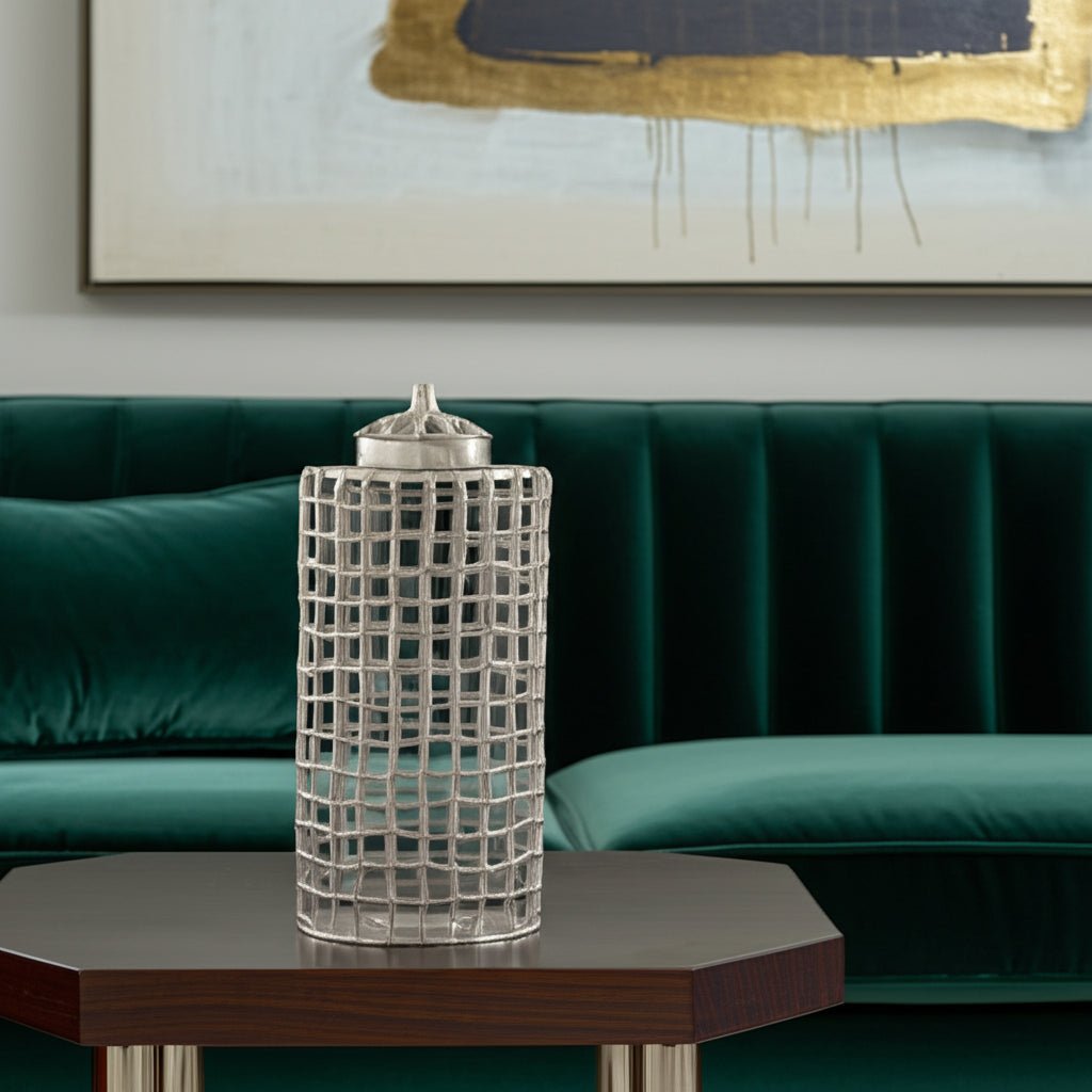 METAL, LIDDED JAR, SILVER Vases and Jars| Sagebrook Home