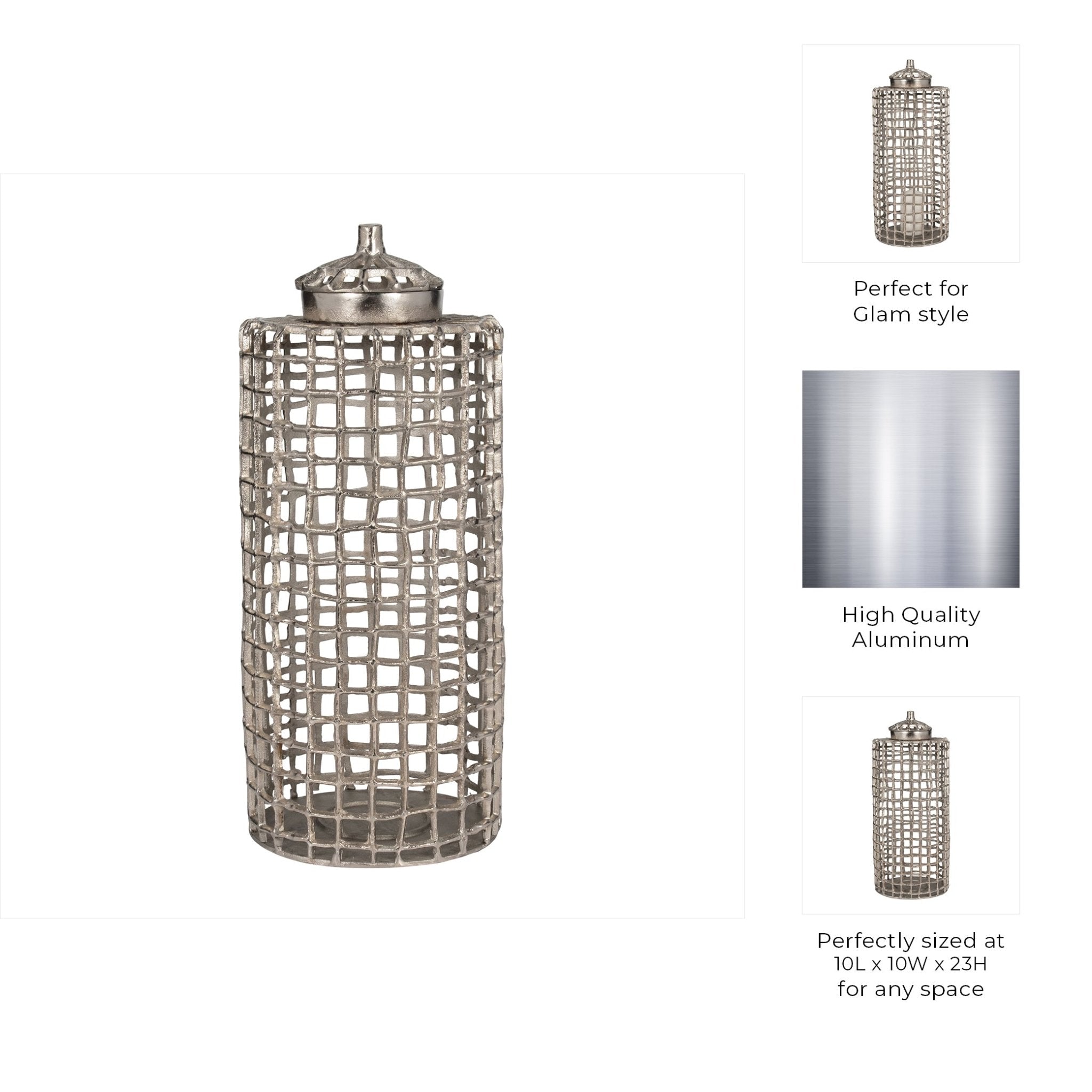 METAL, LIDDED JAR, SILVER Vases and Jars| Sagebrook Home