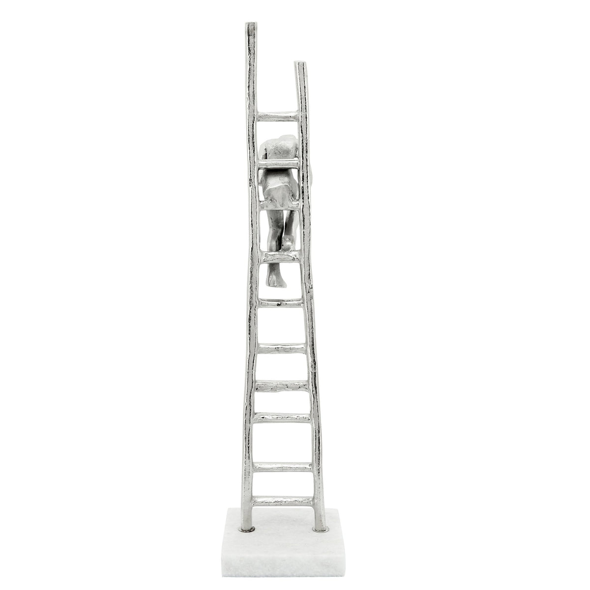 Metal Man Sitting On Ladder, Marble Base, Silver Table Decors| Sagebrook Home