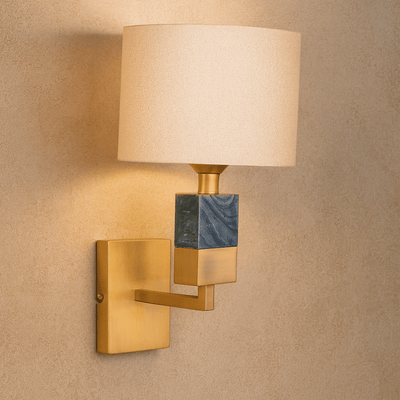 METAL / MARBLE 12" WALL LAMP, BLUE MIX - Al Rugaib Furniture