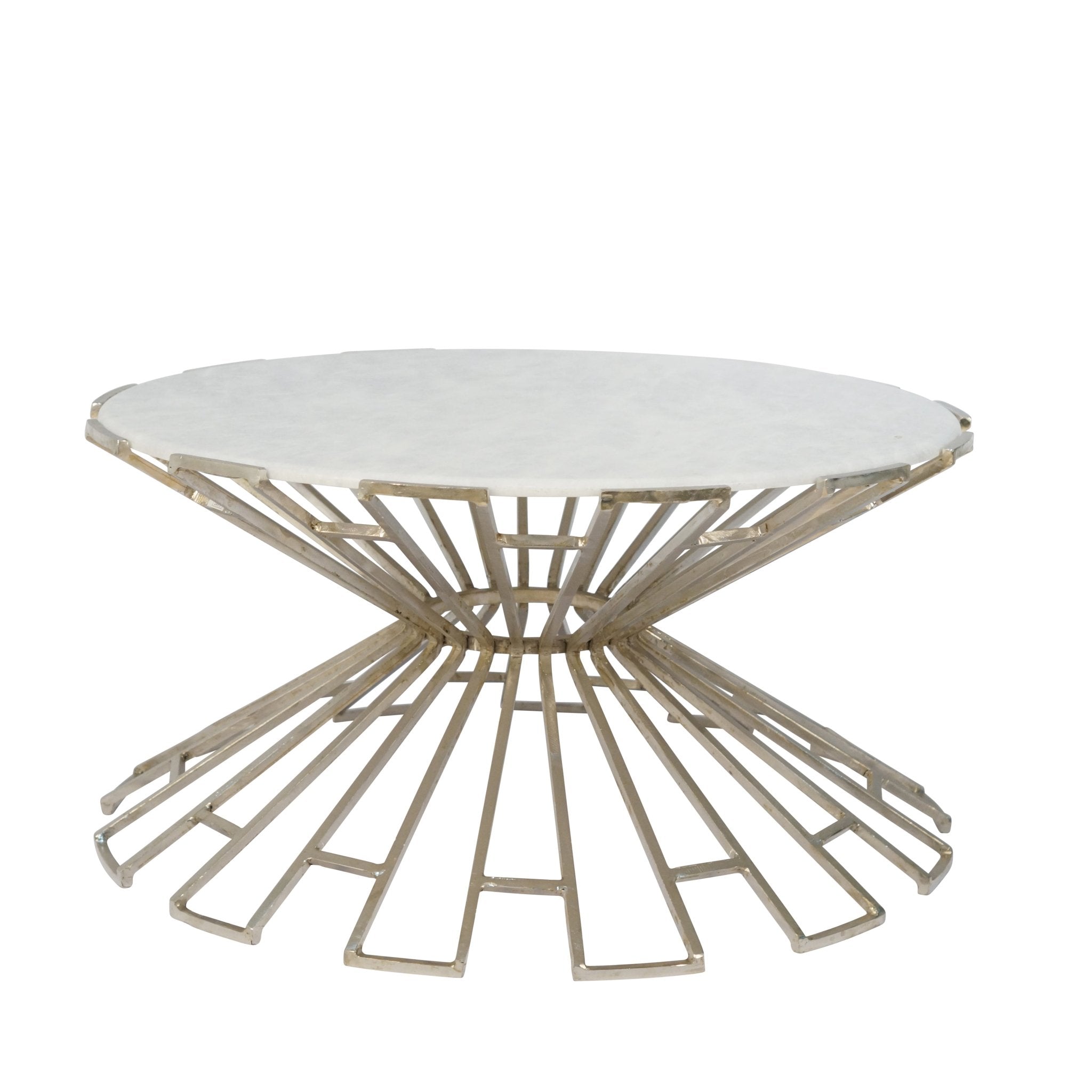 METAL & MARBLE ART DECO COCKTAIL TABLE, SILVER Coffee Tables| Sagebrook Home