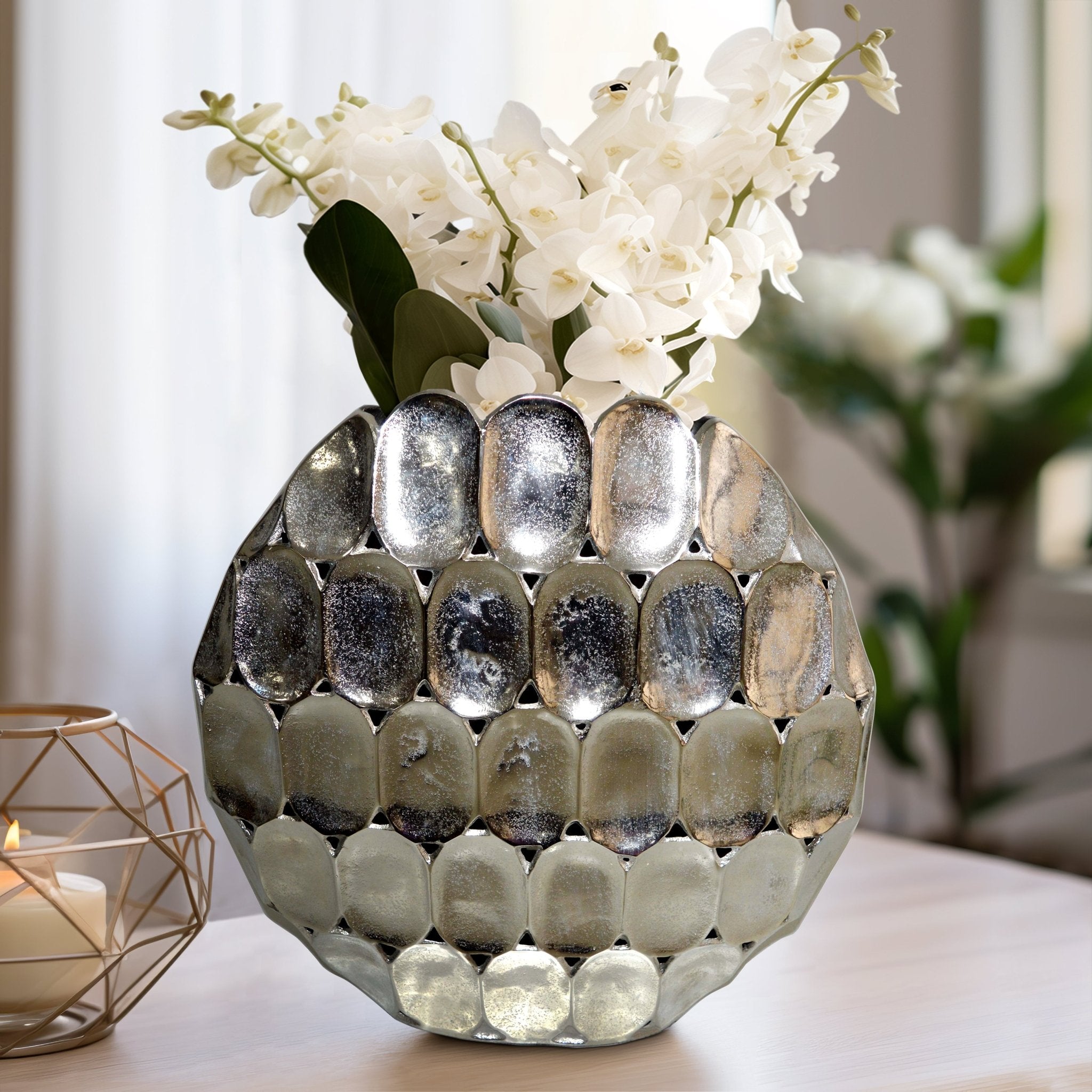 METAL, OVAL VASE, SILVER Vases and Jars| Sagebrook Home