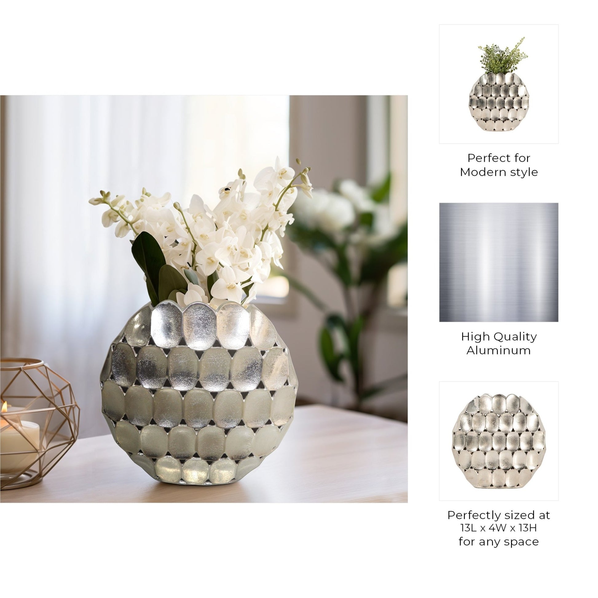 METAL, OVAL VASE, SILVER Vases and Jars| Sagebrook Home