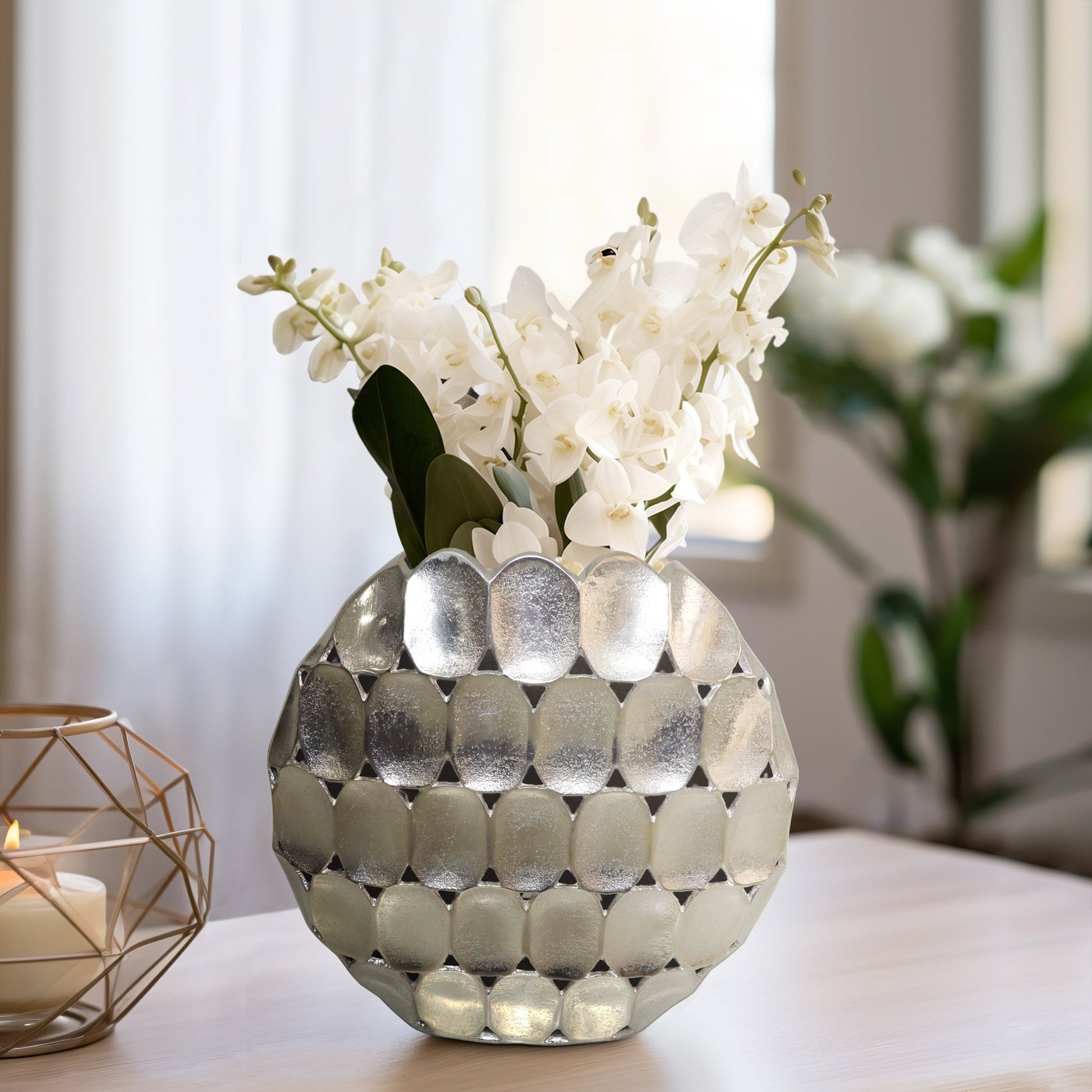 METAL, OVAL VASE, SILVER Vases and Jars| Sagebrook Home
