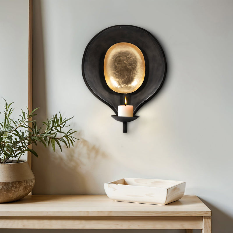 METAL, ROUND VOTIVE HOLDER, BLACK/GOLD - Al Rugaib Furniture