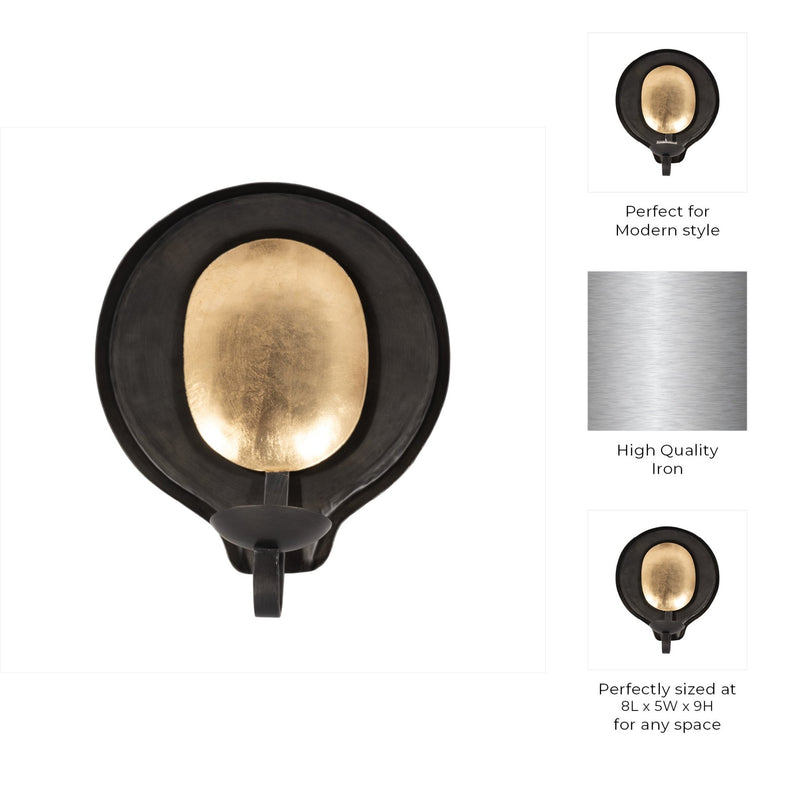 METAL, ROUND VOTIVE HOLDER, BLACK/GOLD - Al Rugaib Furniture