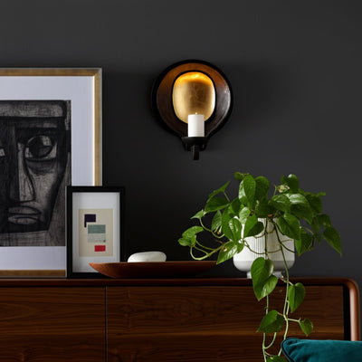 METAL, ROUND VOTIVE HOLDER, BLACK/GOLD - Al Rugaib Furniture