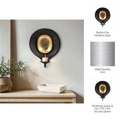 METAL, ROUND VOTIVE HOLDER, BLACK/GOLD - Al Rugaib Furniture