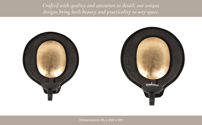 METAL, ROUND VOTIVE HOLDER, BLACK/GOLD - Al Rugaib Furniture