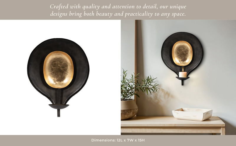 METAL, ROUND VOTIVE HOLDER, BLACK/GOLD - Al Rugaib Furniture