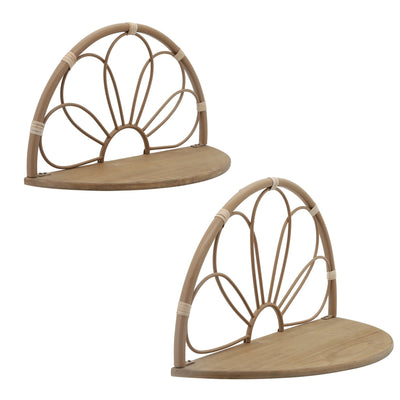 METAL, S/2 11/13" ARCHED FLOWER WALL SHELVES,BROWN - Al Rugaib Furniture